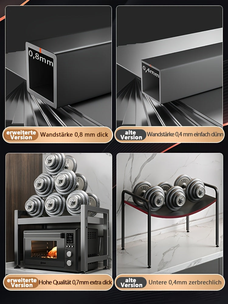 Estante Multifuncional para Microondas de Tres Niveles/Doble Nivel, Organizador de Encimera Ajustable, Soporte para Ollas y Microondas, Extensible y Retráctil, Almacenamiento para Cocina