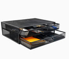 Soporte para monitor con almacenamiento y cajones extraíbles | organizador de escritorio con bandejas y base antideslizante 40x12x30 cm