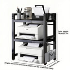 Soporte para impresora de 2/3 niveles - con 3 ganchos, soporte para tabla de cortar y portalápices, diseño expandible, adecuado para el hogar y la oficina, puede contener fotocopiadoras y escáneres (Negro, Blanco)