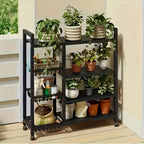 1pc Estante Rodante Ajustable de 4 Niveles con 3 Cestas de Alambre y Estructura Independiente - Unidad de Almacenamiento Móvil Ideal para Garaje, Despensa, Baño, Organizador de Armario, Ahorro de Espacio, Regalo para Hogar Nuevo, Estructura de Metal Pinta