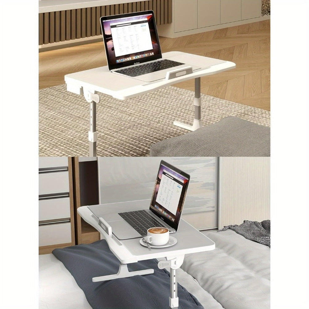 Escritorio Ajustable para Portátil con Alfombrilla para Ratón, Mesa de Cama Portátil de 17 Pulgadas, Plegable y Antideslizante, Estable para Oficina en Casa, Estudio, Desayuno, Dibujo - Altura y Ángulo Ajustables