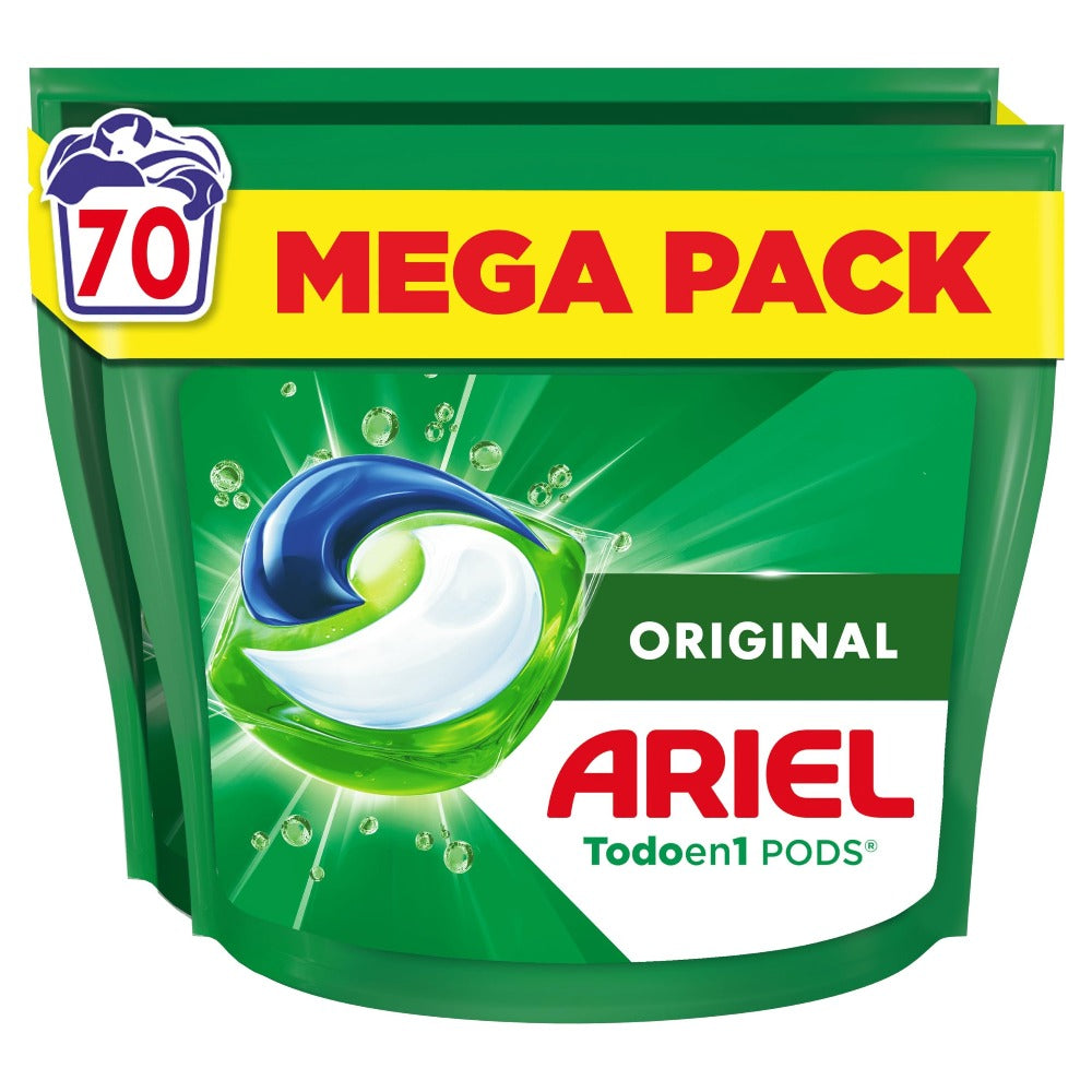 Ariel PODs Todo en 1, Detergente Líquido En Cápsulas Original Cápsulas, 70 Lavados