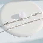 Tobillera para mujer bañada en plata 925, de 2 capas con colgante de corazón y pedrería, joya elegante de playa de verano, cadena de tobillo ajustable estilo bohemio, 20+7 cm, regalo para mujer