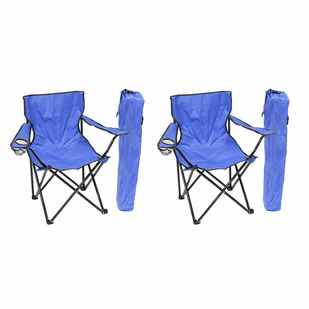 Pack de 2 Sillas de Camping Plegable, Silla Portátil Resistente para Exterior, Jardin, Playa, Terraza, Con Reposabrazos, Fácil Transporte 80x45x80cm