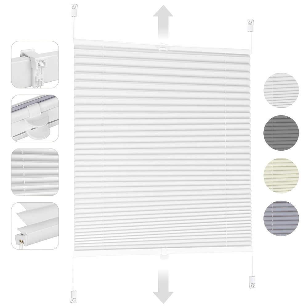 Estor enrollable | Persianas opacas plisadas con cordón Sekey para cubrir ventanas - Instalación sin taladro, estores enrollables de bloqueo con