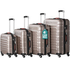 Conjunto PROVITERA de 4 Maletas Rígidas de ABS, Maleta Rígida S-M-L-XL con Asa Telescópica de Gel y 4 Ruedas de Rodadura Fácil, Trolley Ligero y Resistente al Viaje, Equipaje de Mano con Cerradura de Código, Mangos de Gel Ergonómicos, Ruedas Giratorias de