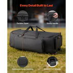 Bolsa para herrajes de batería VEVOR con ruedas, 1680D, bolsa de transporte para equipo de batería, estuche de transporte con asa resistente, cremallera duradera, ruedas de PVC suaves, múltiples bolsillos, para herrajes y accesorios de soporte, negro