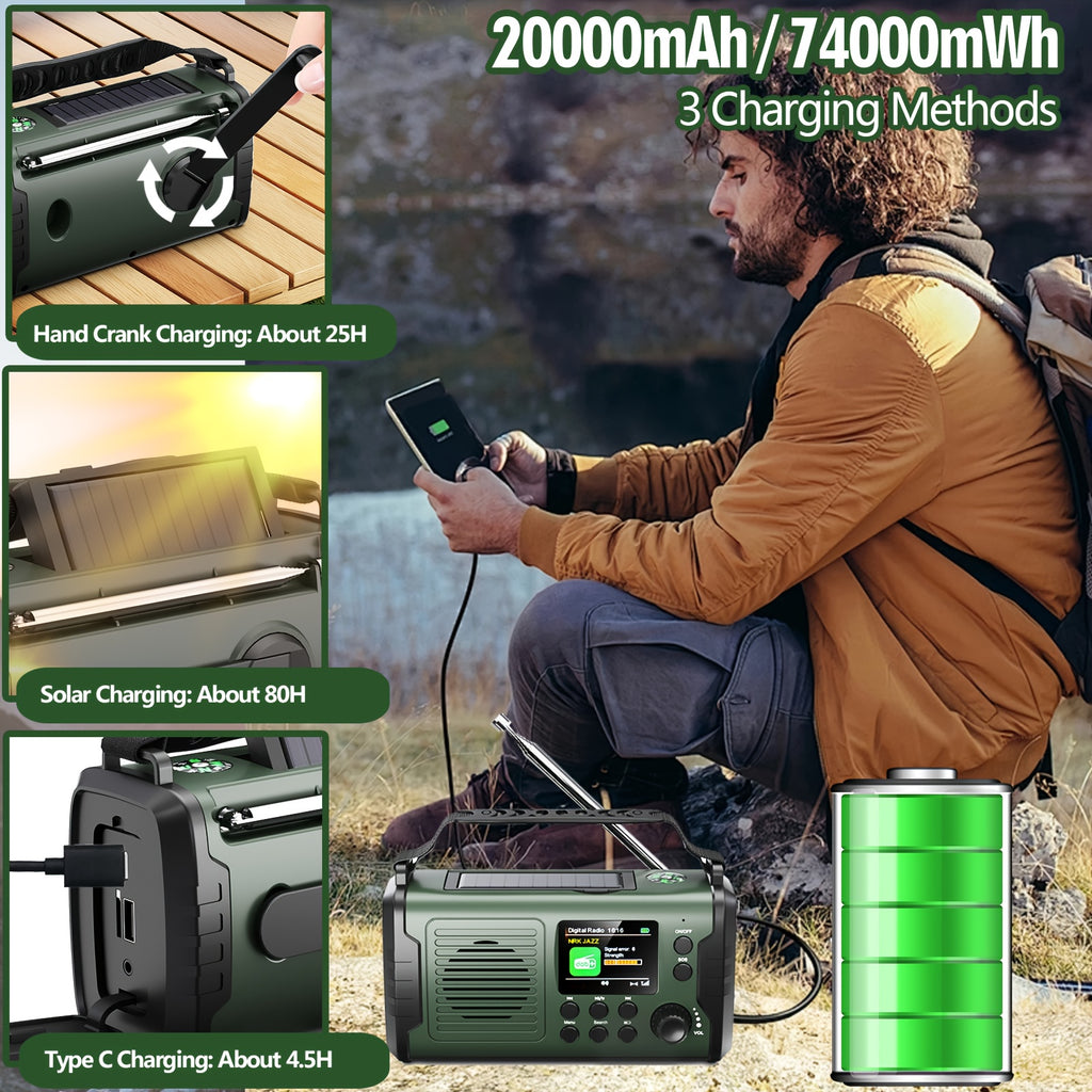 Radio de emergencia portátil | Camping supervivencia y cortes de energía