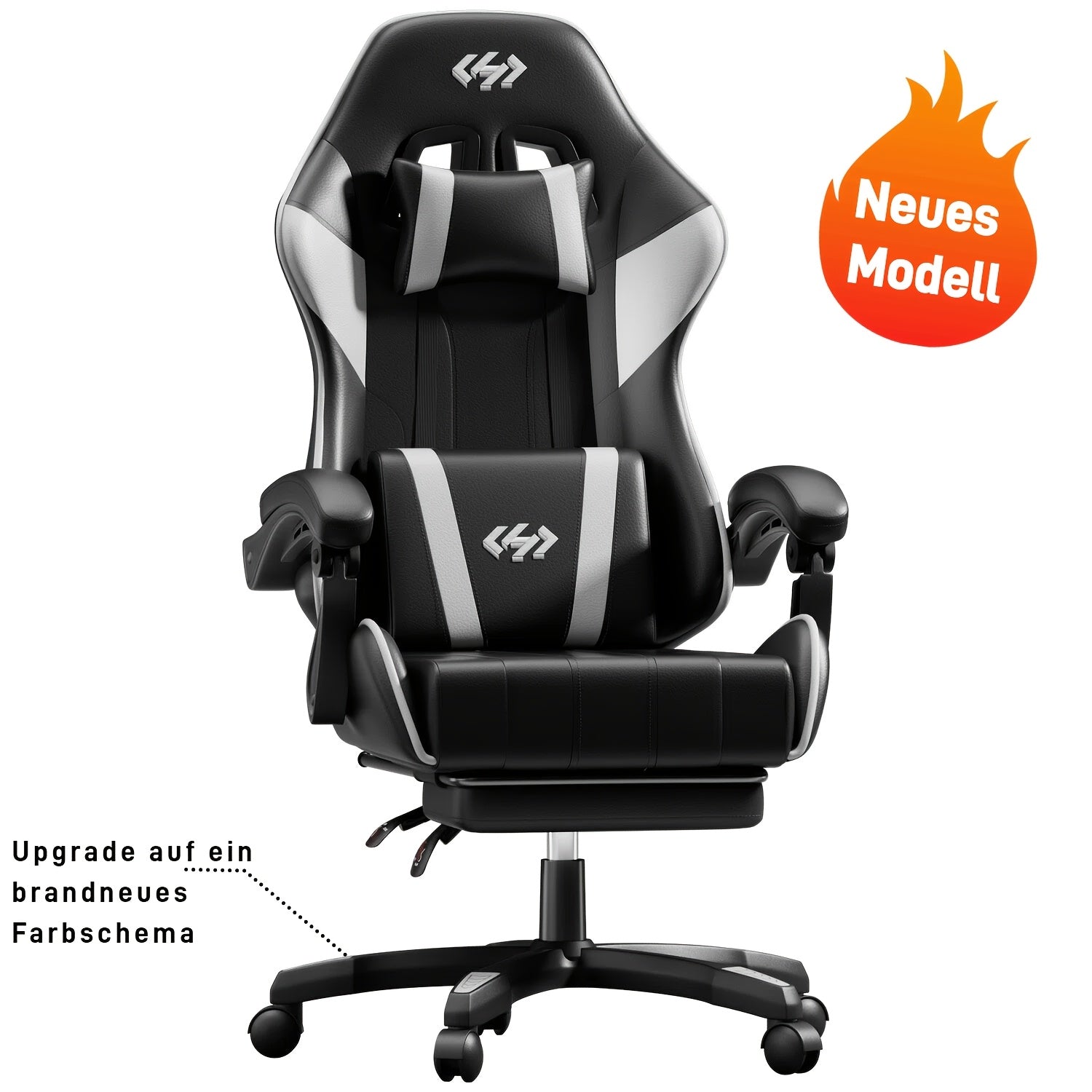 Silla de gaming ergonómica con acolchado de resorte ultrasuave, silla de oficina con reposacabezas y soporte lumbar, ángulo de inclinación y reposapiés ajustables, hecha de piel sintética duradera, regalos para novio