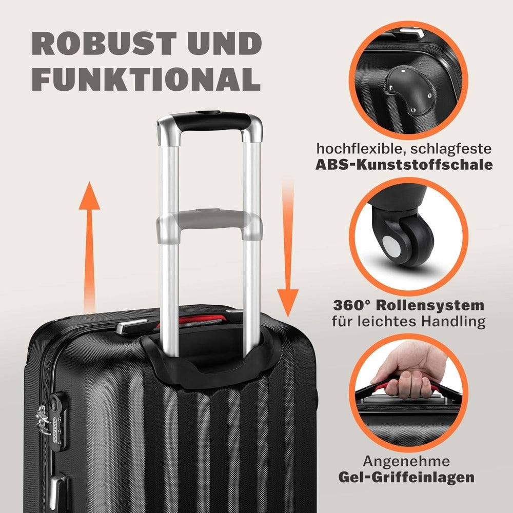 Monzana Maleta rígida Baseline L color Negro equipaje de viaje 62 L peso 2,8 Kg con ruedas 360° trolley 2 asas valija