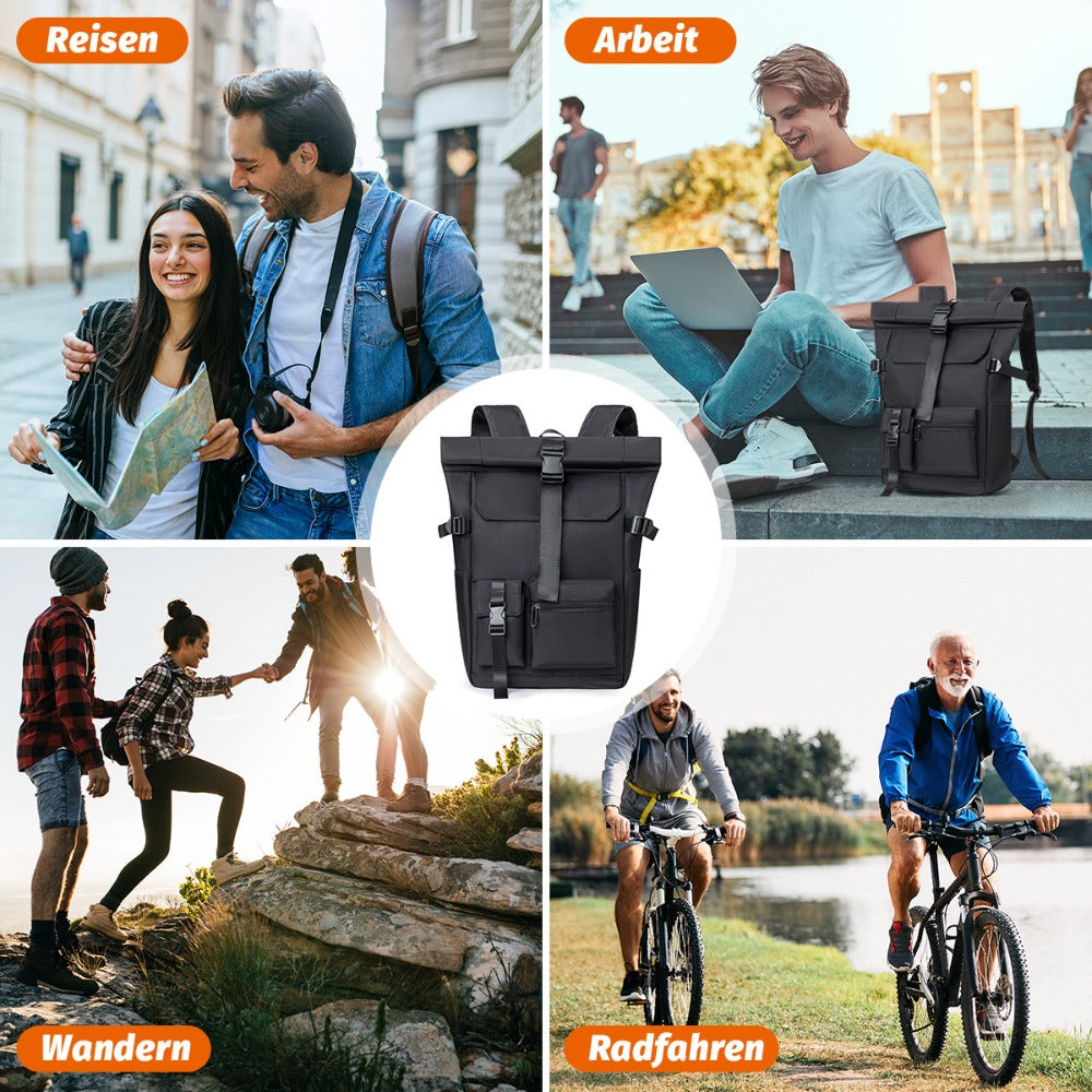 Mochila de Viaje Moderna de 20L/26L para Hombres, Mujeres, Estudiantes, Mochila Escolar Ligera con Tapa Enrollable, con Cremallera Antirrobo, Mochila Ligera para Senderismo, Viajes y Deportes al Aire Libre