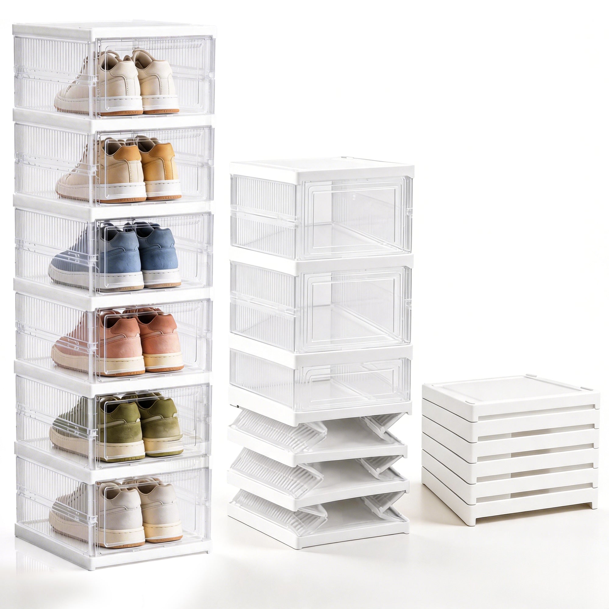 Organizador de Zapatos Plegable Sin Instalación, 6 Niveles, Puerta Transparente Antipolvo 105X34.5X25cm