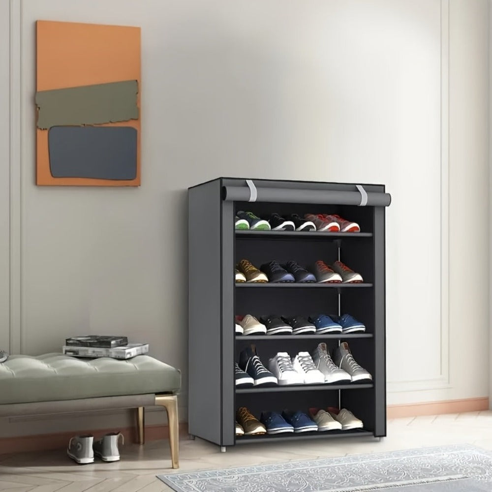 Organizador de Zapatos Resistente con Fácil Montaje - Construcción Robusta de Metal/Plástico, Diseño Vertical que Ahorra Espacio, Capacidad para 27-35 Pares (Tacones Altos, Botas, Zapatillas) - Zapatero Independiente para Entrada, Armario, Apartamento - N