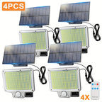 Luz solar LED con sensor de movimiento 4 piezas | Para jardín, patio, garaje y seguridad exterior