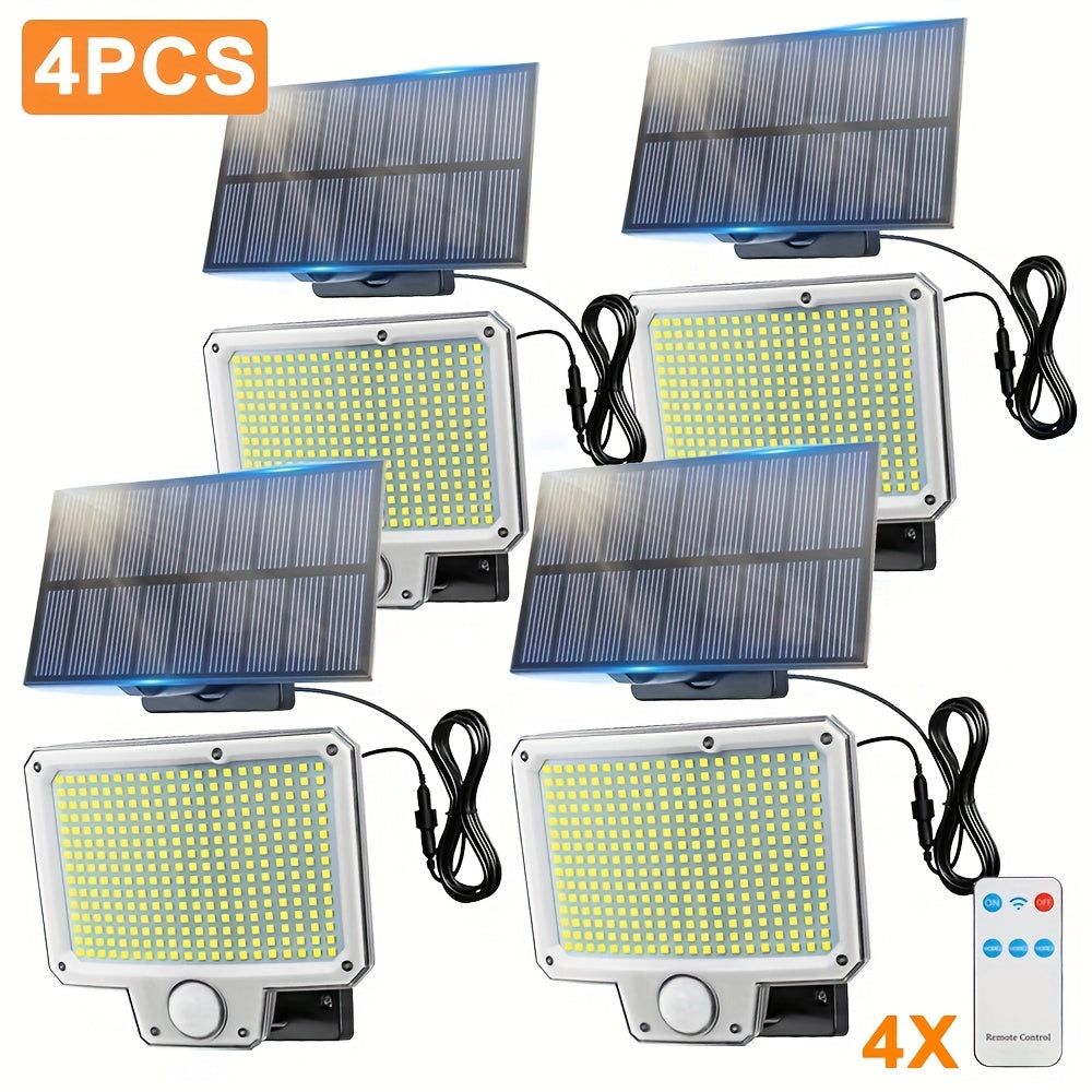 Luz solar LED con sensor de movimiento 4 piezas | Para jardín, patio, garaje y seguridad exterior