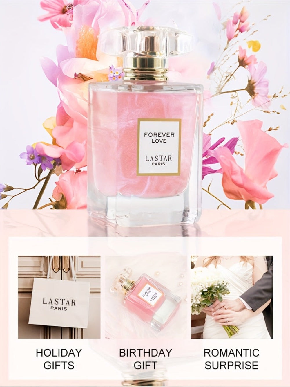 LASTAR Premium Eau De Parfum Floral - 55ml Rosa Brillante Delicado, Inspirado en Fragancias de Diseñadores de Lujo, Armonía Floral de Rosa, Jazmín y Vainilla, Enmascarar Olores, Regalos de Cumpleaños, Presentes para Fiestas