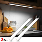 Luces LED para bajo mueble Setonr con carcasa de aleación de aluminio, luz con sensor de movimiento a pilas recargables para uso en interiores, luces magnéticas regulables para armario, iluminación inalámbrica para bajo mostrador para cocina, escaleras, d
