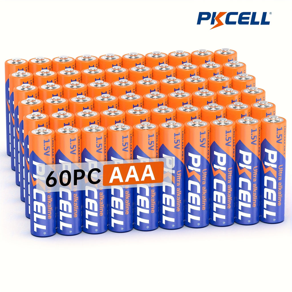 Pilas | PKCELL Paquete de 60 pilas alcalinas AAA, LR03, 1.5 voltios de alta capacidad y larga duración, para controles remotos, juguetes