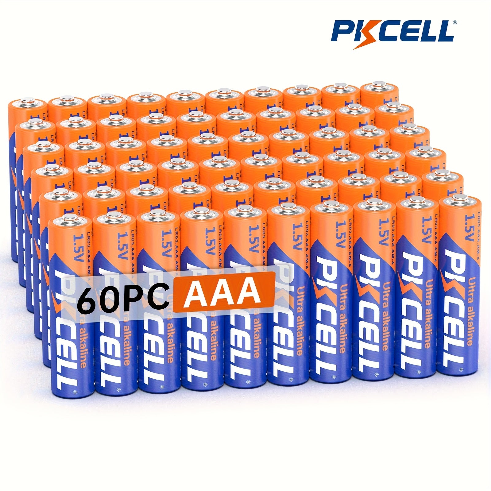 Pilas | PKCELL Paquete de 60 pilas alcalinas AAA, LR03, 1.5 voltios de alta capacidad y larga duración, para controles remotos, juguetes