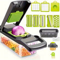 1 Juego de Picadora Manual de Verduras 16 en 1, con 8 Cuchillas, Recipiente, Pelador y Filtro, Fácil para Preparar Comidas, Cortador Profesional de Cebolla, Zanahoria y Ajo, Utensilios de Cocina