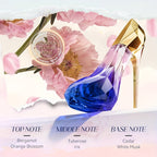 2 Piezas Set de Perfume con Tacón Alto Morado y Piedra Preciosa Morada (30+75ml) Gran Capacidad, Fragancia Duradera | Notas de Bergamota, Tuberosa y Madera | Regalo Perfecto para Fiestas y Uso Personal