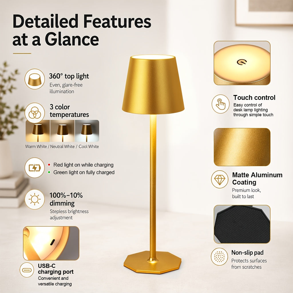 Lámpara de mesa para iluminación de dormitorio y escritorio | diseño funcional