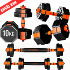 Juego de Mancuernas Ajustables 2 en 1. 10kg a 50kg - Kit de Pesas con Barra Recta Ajustable y Antideslizante - Pesas y Mancuernas Discos Recubiertos