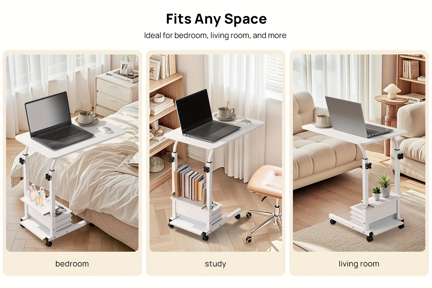 Escritorio | Escritorio Elevable de Altura Ajustable 68.58cm-83.82cm, Escritorio de Ordenador de 3 Niveles con Almacenamiento, Diseño Deslizante