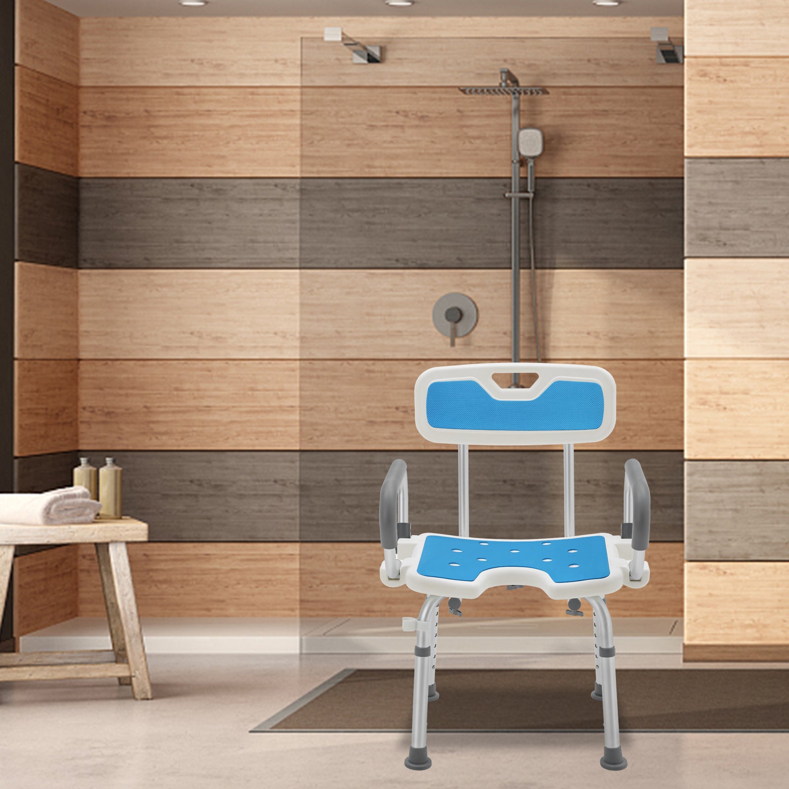 Silla de ducha con respaldo para baño seguridad y asistencia diaria | 150 kg y ajustable