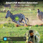 Cámara de Senderos Celular 4G LTE, Cámara para Juegos en Vivo 2K con Visión 360°, Tarjeta SIM Interna, Activación por Movimiento, Visión Nocturna a Color, Acceso Remoto desde Teléfono Móvil y Alimentada Solarmente