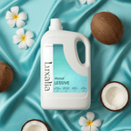 Detergente para ropa Monoi de 5 litros - Sin conservantes MIT / BIT / CMIT - Flor de tiare y coco - Hasta 200 lavados - Eficaz en ciclos fríos y cortos - Luxalia