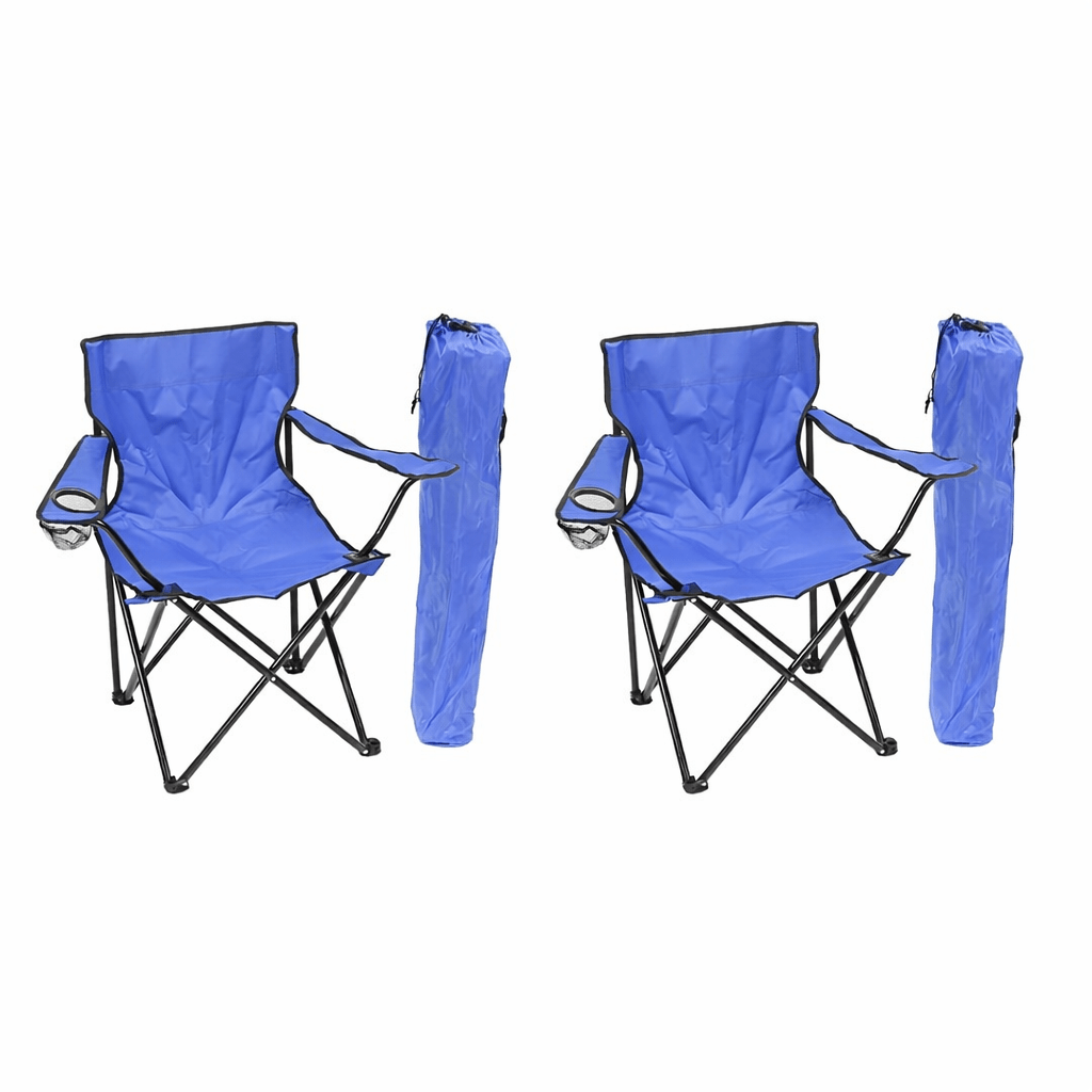 Pack de 2 Sillas de Camping Plegable, Silla Portátil Resistente para Exterior, Jardin, Playa, Terraza, Con Reposabrazos, Fácil Transporte 80x45x80cm
