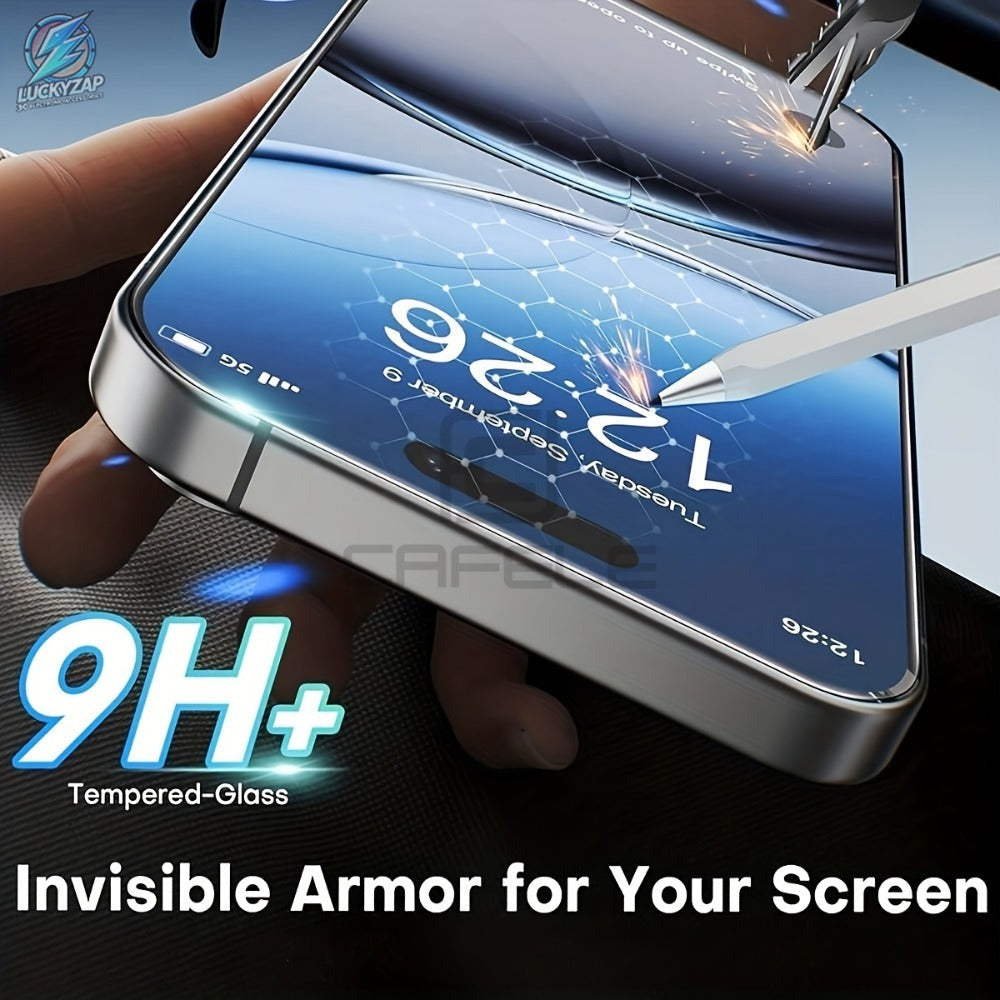 5 protectores de pantalla de vidrio templado HD blanco para Apple Serie 17, extremo brillante, dureza 9H, resistente a rayones, instalación sin burbujas, compatible con fundas de teléfono - Se adapta a 11/12/13/14/15/16/17 Pro Max, película protectora HD