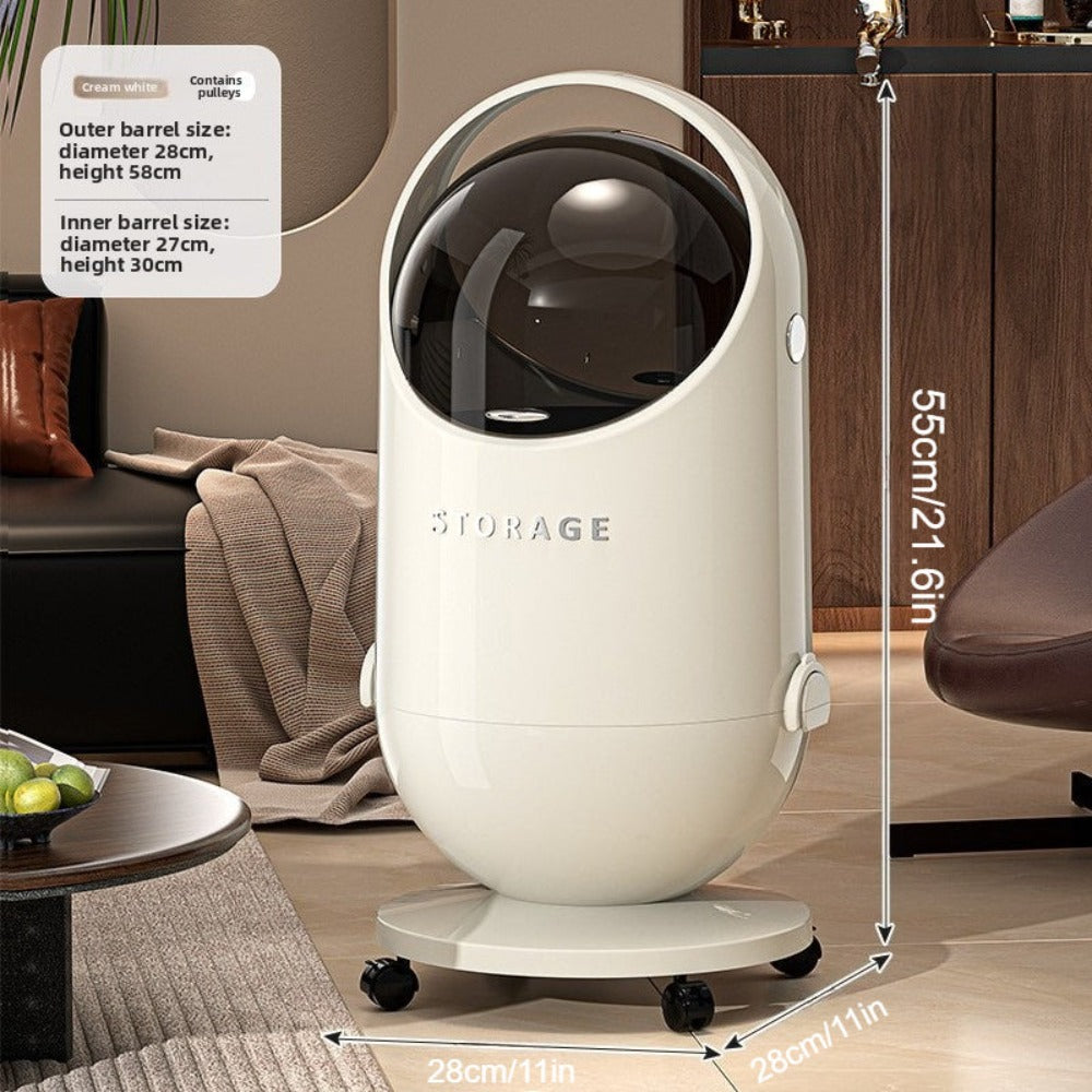 Cubo de Basura Contemporáneo de 20L con Tapa Segura y Ruedas, Plástico Resistente, Agarre Cómodo, Diseño Compacto, Control de Olores, Ideal para Cocina, Oficina, Salón