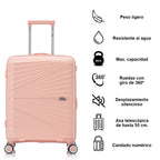 Maleta de cabina de 55x39x21.5cm (46L) de polipropileno - Candado incrustado - 20 pulgadas - RK06 Choco Azul Marino