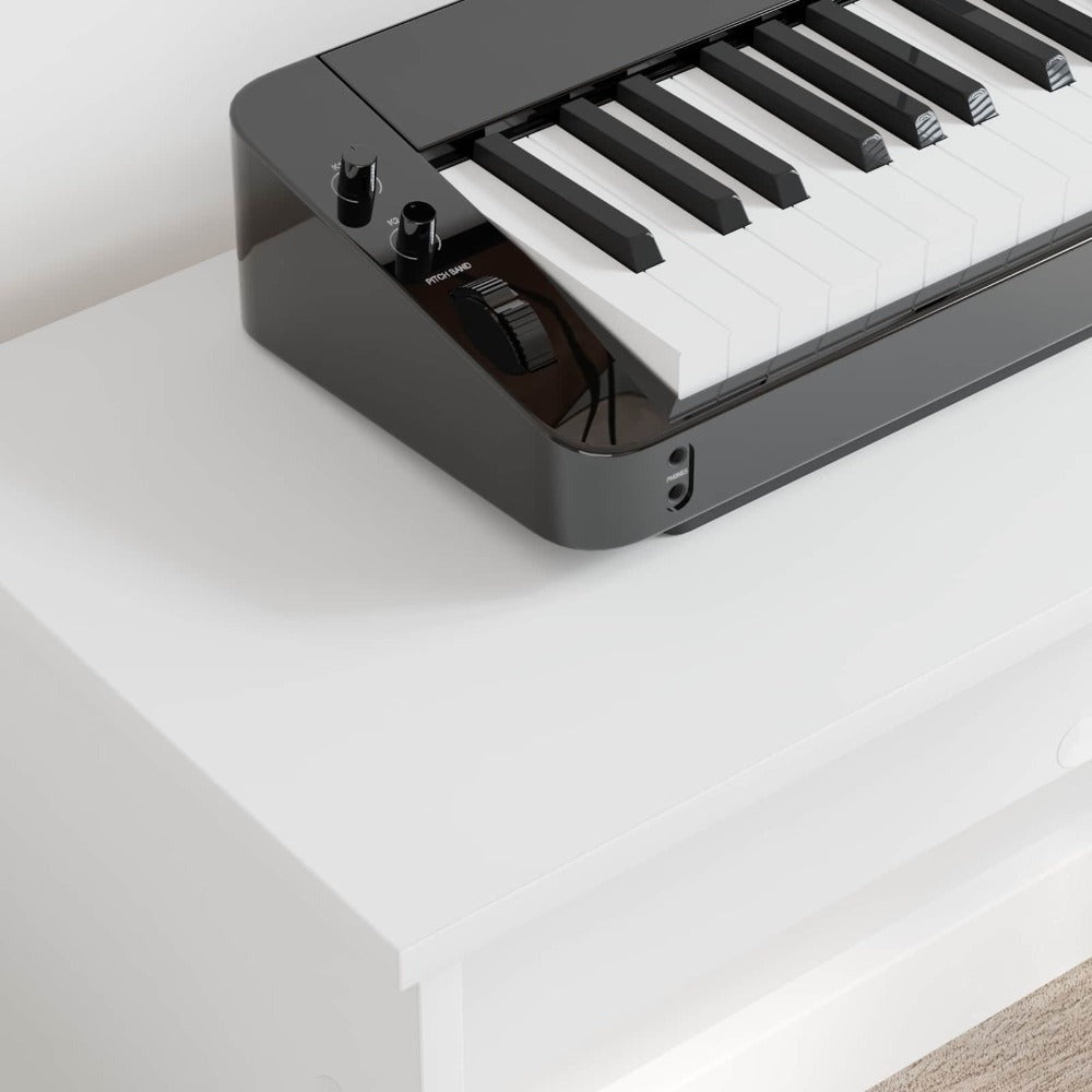 vidaXL Soporte para teclado 100 x 32 x 64 cm Madera de ingeniería, Soporte de teclado rectangular moderno, mueble musical duradero para colocar instrumentos en casa y ayuda para la práctica