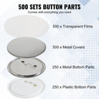 VEVOR 2,25" 58 mm Suministros de partes de medallón para máquina de fabricación de botones 500 juegos (máquina no incluida)
