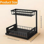 2 estantes metálicos para fregadero, estantes de almacenamiento de gabinete de 2 pisos con cajones deslizantes, gabinetes de almacenamiento extraíbles para fregadero, cocina, baño, despensa, estantes multiusos para fregadero, organizadores debajo del freg