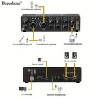 Interfaz de audio profesional Depusheng, tarjeta de sonido, 24 bits/192 kHz, XLR y alimentación fantasma, para guitarra eléctrica, PC/streaming/Win, alimentación por USB