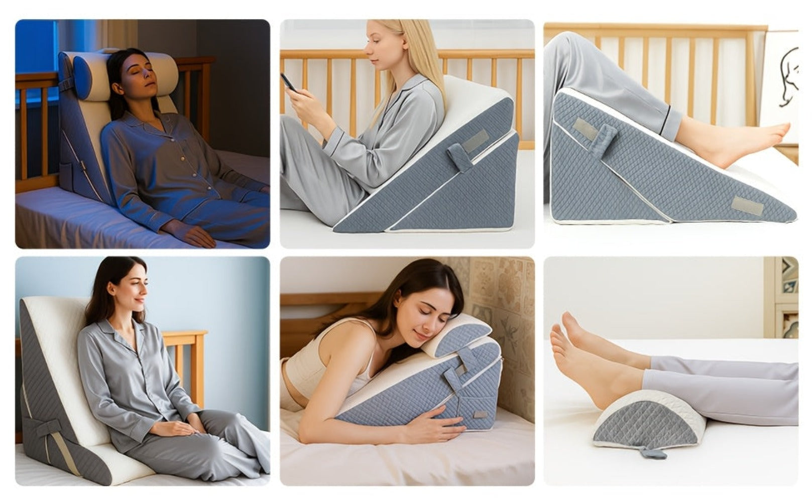 Almohada de Cuña Ajustable para Reflujo Ácido y Apnea del Sueño - Cama y Sofá con Soporte para Cabeza/Piernas y Espalda para ERGE, Ronquidos, Noches - Almohadas de Espuma de Alta Densidad para Leer y Ver TV