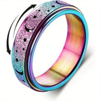 Anillos giratorios para la ansiedad, anillos spinner para el estrés, anillos antiestrés tipo banda para mujeres y hombres, anillos de rodillo de acero inoxidable, anillos de la suerte para preocupaciones, anillos antila ansiedad, tamaño luna y estrella J-