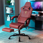 Silla de Juego y Oficina, Silla de Computadora con Reposapiés, Reposacabezas y Soporte Lumbar, Silla Ergonómica, Silla Giratoria y Ajustable en Altura, Opciones en Gris, Beige, , Marrón y Verde