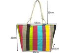TOTE BAG Grande Rayas Multicolor – BOLSO DE PLAYA de Lona con Asas de Cuerda, Capacidad Extra, 6 Colores Disponibles