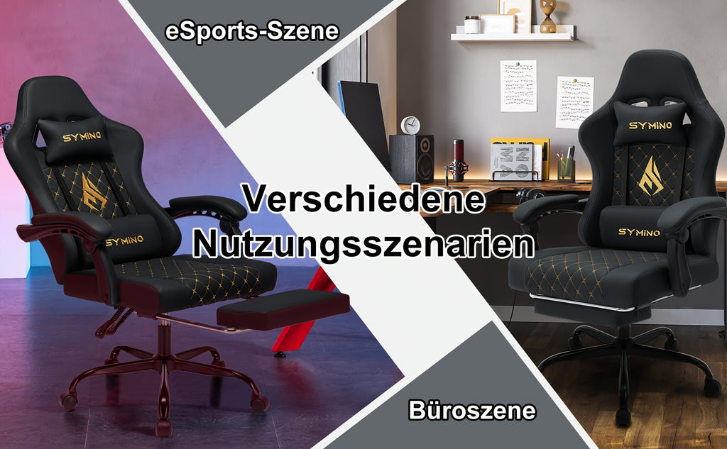 Silla de oficina | Silla Gaming con Reposapiés, Silla Ergonómica para Ordenador y Videojuegos, Silla Giratoria Ajustable para Tareas con Soporte