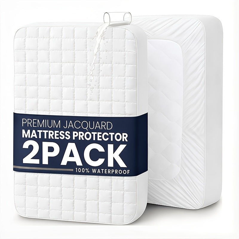 2 protectores de colchón impermeables, sábanas suaves y cómodas con bolsillos profundos para una excelente transpirabilidad. Para todas las estaciones. Adecuado para dormitorios, hoteles, ropa de cama de dormitorios, (fundas de almohada y rellenos de almo