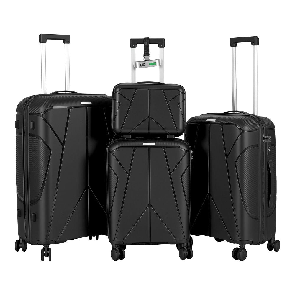 Juego de equipaje rígido de 4 piezas con balanza de equipaje gratuita – Maleta de 20/24/28 pulgadas + Maleta de tocador – Maletas de viaje ligeras de carcasa dura – Ruedas giratorias de 360° – Cerradura TSA – Equipaje de mano y de facturación – ABS – Para
