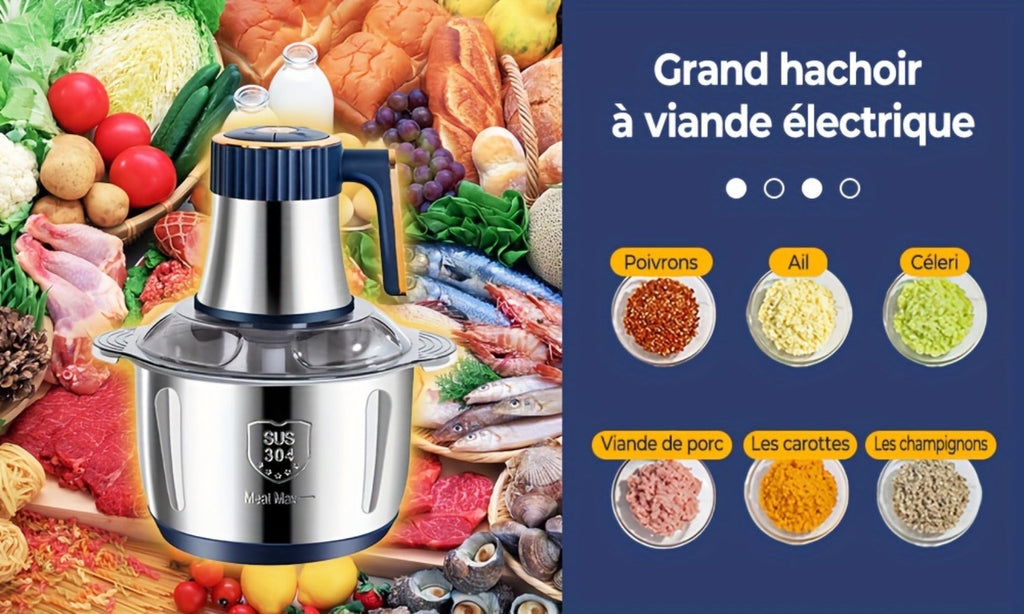 Picadoras de carne eléctricas de 5L, trituradora de alimentos 6S, procesador multifuncional de acero inoxidable para rebanar y picar verduras, electrodomésticos de cocina