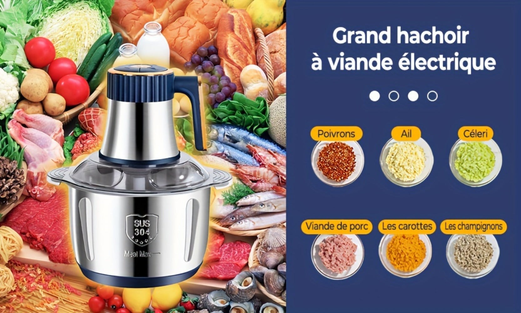 Picadoras de carne eléctricas de 5L, trituradora de alimentos 6S, procesador multifuncional de acero inoxidable para rebanar y picar verduras, electrodomésticos de cocina