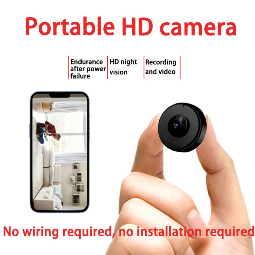Asd545zx Cámara de seguridad para el hogar mini inteligente portátil y pequeña, adecuada para seguridad antirrobo en interiores y en el coche, mascotas | Cuidado de bebés | Inalámbrica en tiempo real, compatible con WIFI HD, batería grande con tiempo de e