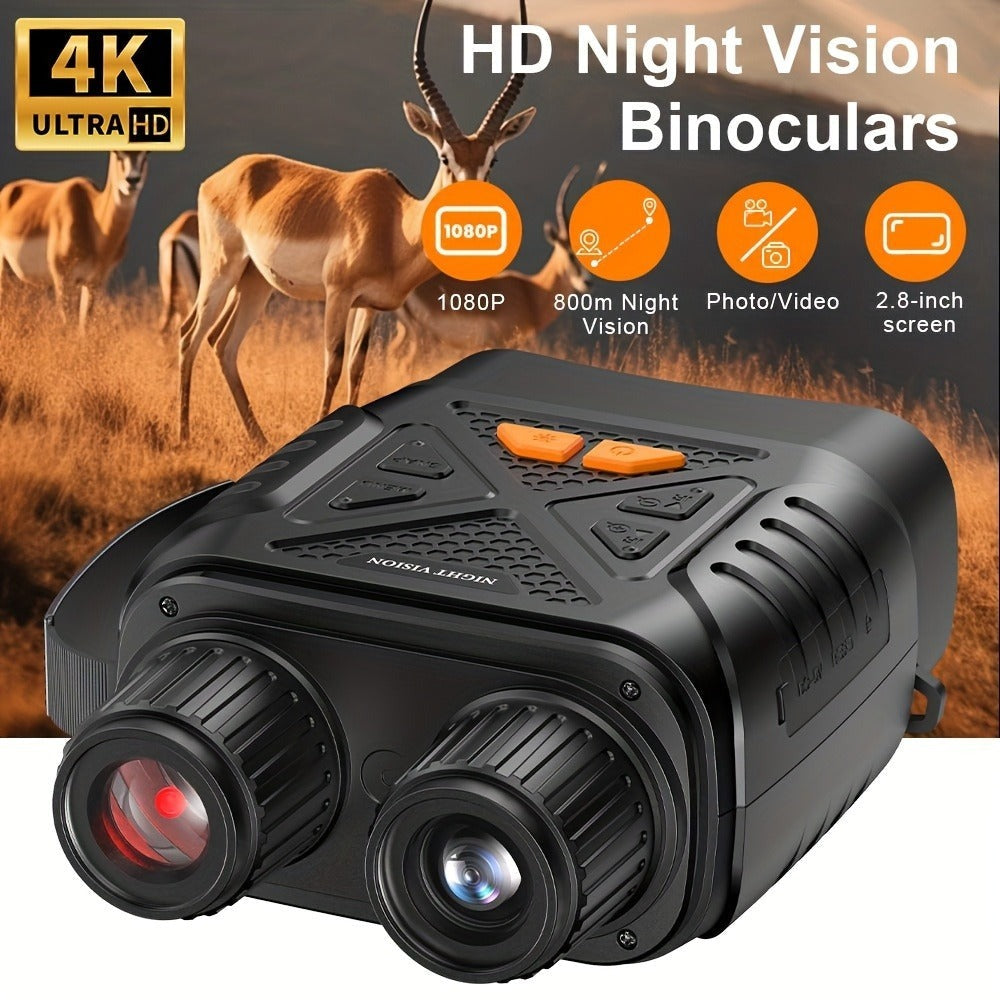 Binoculares de visión nocturna 4K HD, gafas de visión nocturna con pantalla de 3 pulgadas y linterna, adecuadas para la caza al aire libre en la oscuridad, seguridad para acampar, observación de la vida silvestre, zoom digital 10X, batería incorporada de